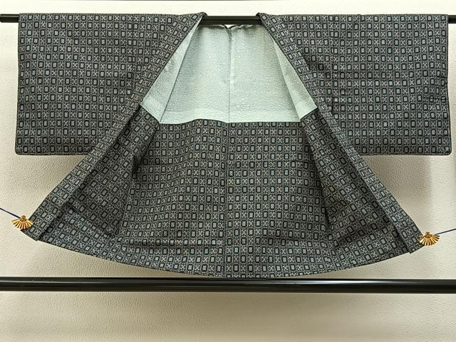 平和屋着物■上質な紬 アンサンブル 7マルキ 蜀江文様 正絹 逸品 BAAY3959hj