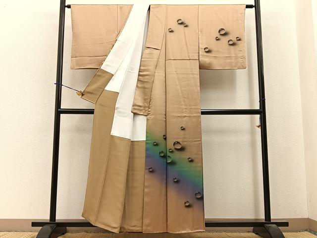 平和屋着物●染色作家 青木龍雲 訪問着 手描き 水玉 暈し染め 金彩 正絹 逸品 BAAY3965hj