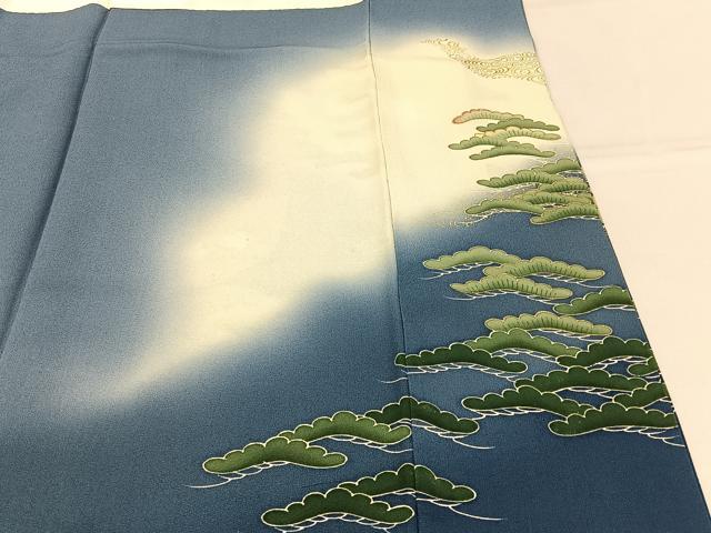 平和屋着物●訪問着 駒刺繍 飛鶴浜松文 帆掛け船 暈し染め 金彩 正絹 逸品 BAAY3970hj