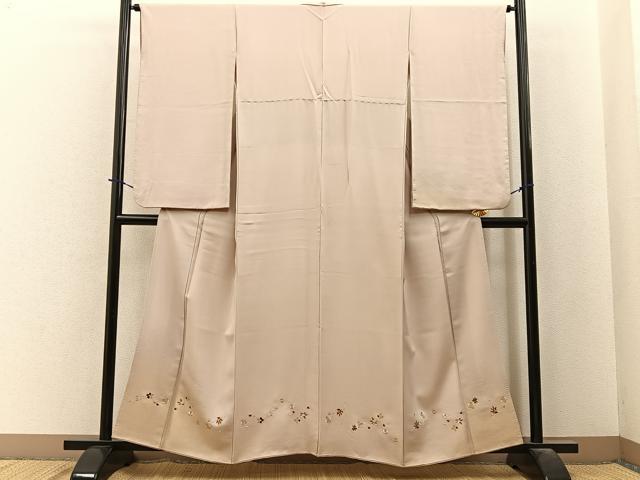 平和屋着物●小振袖 二尺袖 総刺繍 桜楓文 金糸 金通し地 正絹 逸品 BAAY3982hj