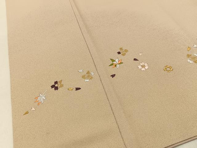平和屋着物●小振袖 二尺袖 総刺繍 桜楓文 金糸 金通し地 正絹 逸品 BAAY3982hj