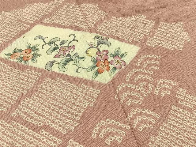 平和屋着物■訪問着 手描き 絞り 更紗花唐草文 正絹 逸品 BAAY3984hj
