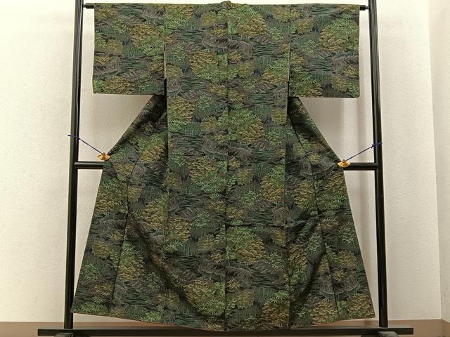 平和屋着物■上質な紬 樹林風景文 正絹 逸品 BAAY3987hj