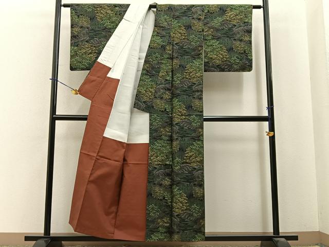 平和屋着物■上質な紬 樹林風景文 正絹 逸品 BAAY3987hj