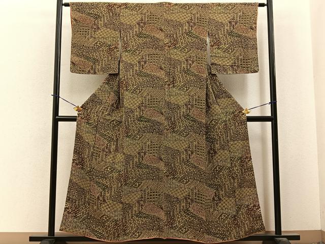 平和屋着物■上質な小紋 切嵌花文 正絹 逸品 BAAY3993hj