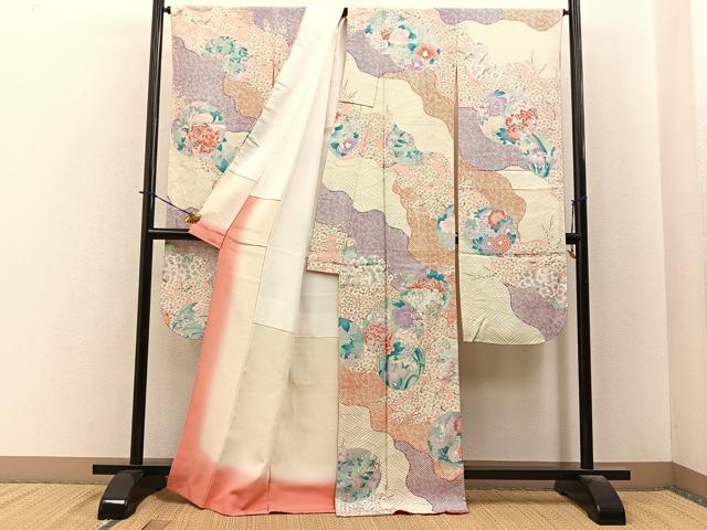 平和屋着物■豪華振袖 駒刺繍 道長花丸文 銀彩 正絹 逸品 未使用 BAAY3995hj