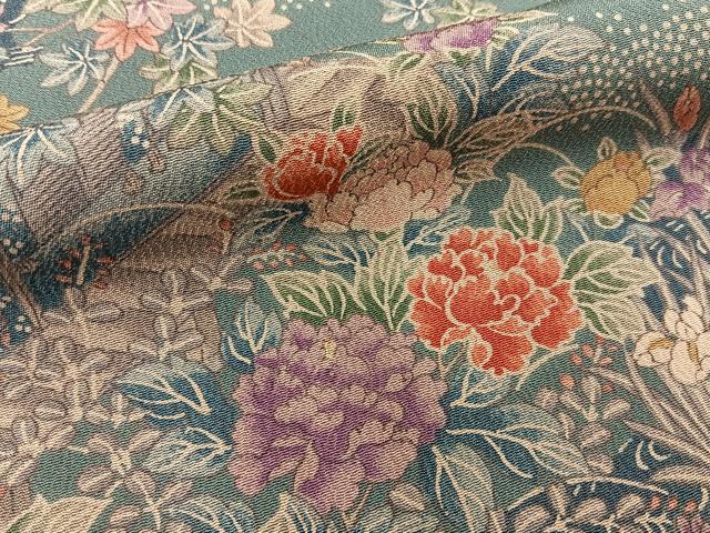 平和屋着物■上質な小紋 流水花鳥文 ロング丈 正絹 逸品 BAAY3999hj