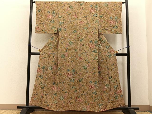 平和屋着物■上質な小紋 鳳凰更紗花文 正絹 逸品 BAAY4000hj