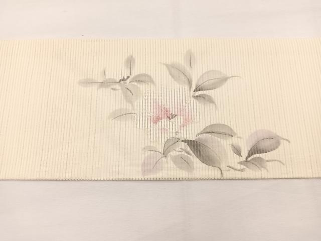 平和屋着物*夏物 九寸名古屋帯 手描き 刺繍 草花文 銀糸 正絹 逸品 BAAY4001hv