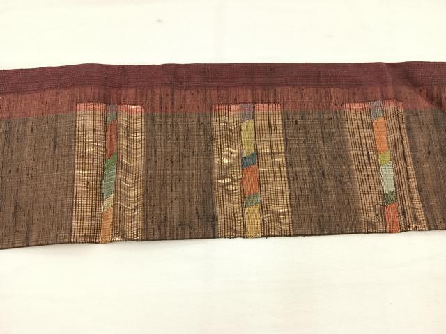 平和屋着物*夏物 九寸名古屋帯 幾何学文様 金糸 正絹 逸品 BAAY4002hv