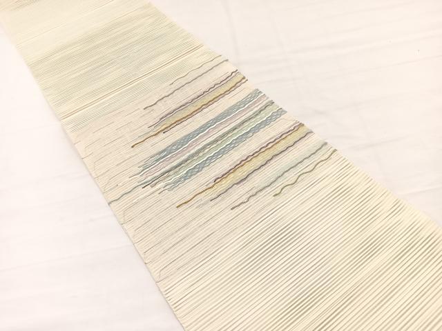 平和屋着物*夏物 八寸名古屋帯 絽綴れ 横段文 正絹 逸品 BAAY4009hv