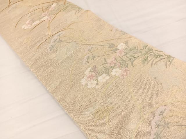 平和屋着物*夏物 六通柄袋帯 野草の詩 金糸 正絹 逸品 未使用 BAAY4012hv