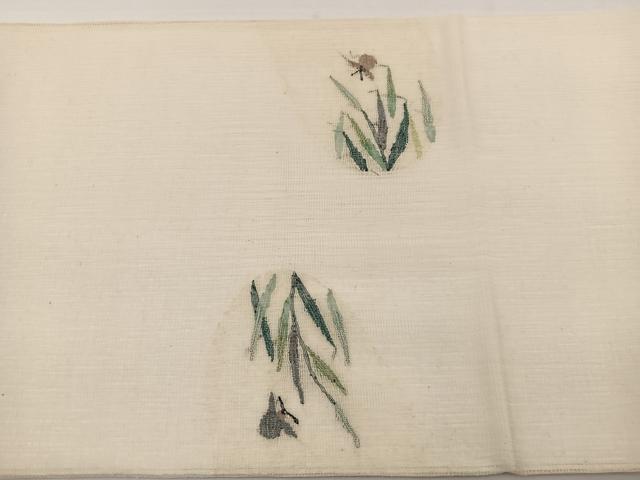 平和屋着物*夏物 太鼓柄袋帯 すくい織 夏虫草葉文 正絹 逸品 BAAY4021hv