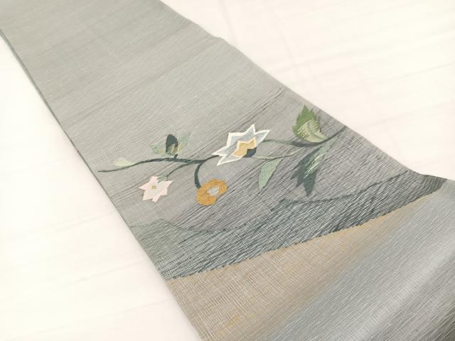 平和屋着物*夏物 太鼓柄袋帯 すくい織 枝花文 金糸 正絹 逸品 BAAY4023hv