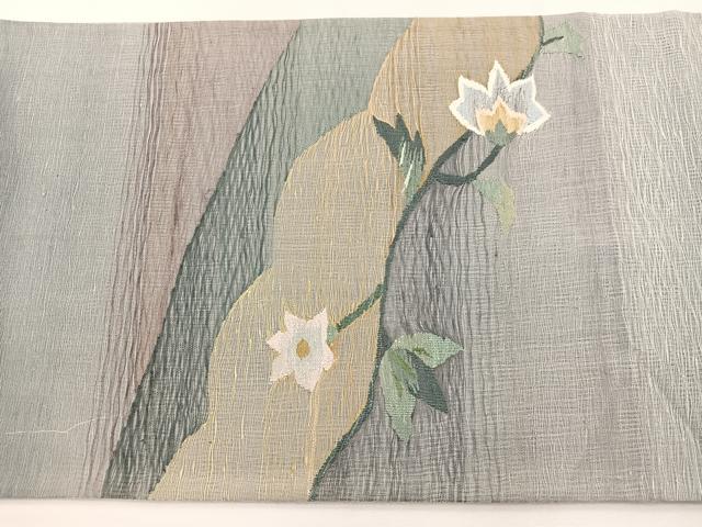 平和屋着物*夏物 太鼓柄袋帯 すくい織 枝花文 金糸 正絹 逸品 BAAY4023hv