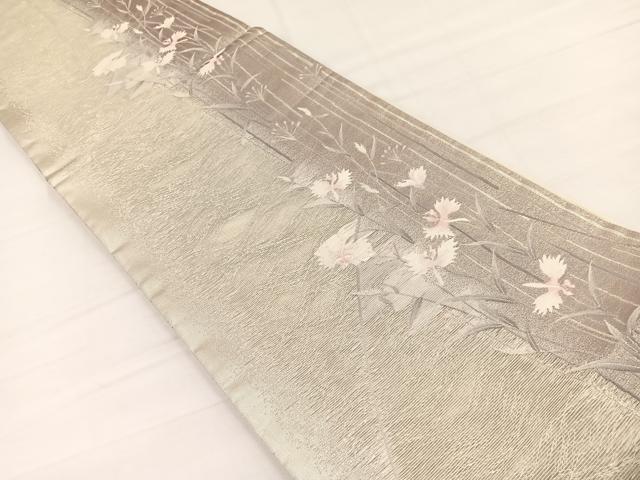 平和屋着物*夏物 六通柄袋帯 枝花文 銀糸 正絹 逸品 BAAY4028hv