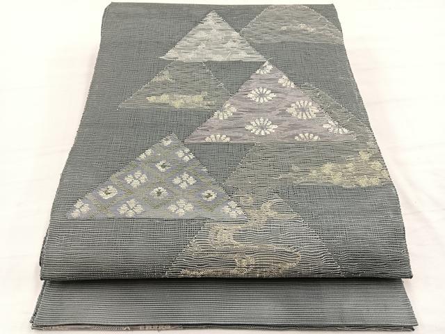 平和屋着物*夏物 太鼓柄袋帯 すくい織 有職花文 金銀糸 正絹 逸品 BAAY4031hv