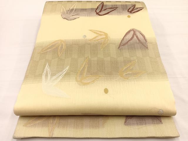 平和屋着物*夏物 六通柄袋帯 笹竹文 金銀糸 さが美扱い 正絹 逸品 BAAY4035hv