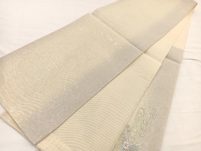 平和屋着物*夏物 太鼓柄袋帯 絽刺し 区限刺繍 花筏 金糸 正絹 逸品 BAAY4039hv