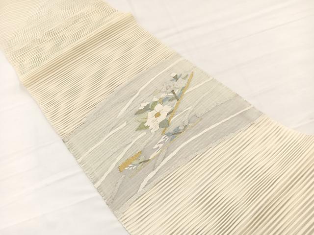 平和屋着物*夏物 八寸名古屋帯 絽綴れ すくい織 椿 金銀糸 正絹 逸品 BAAY4042hv