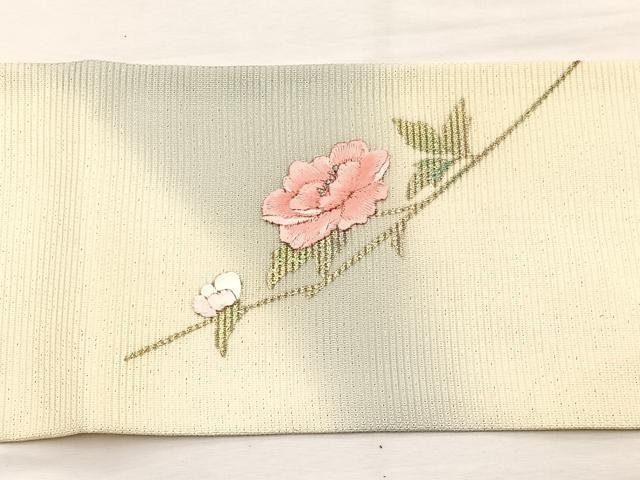 平和屋着物*夏物 九寸名古屋帯 刺繍 牡丹 金彩 正絹 逸品 BAAY4043hv