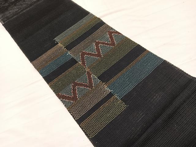 平和屋着物*夏物 八寸名古屋帯 幾何学文様 正絹 逸品 BAAY4047hv