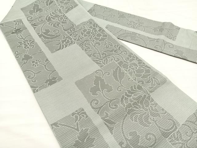 平和屋着物*夏物 西陣 川島織物謹製 九寸名古屋帯 花唐草文 正絹 逸品 BAAY4056hv