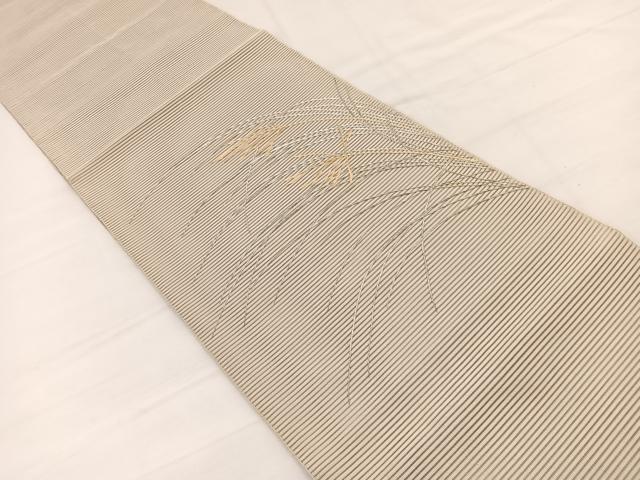 平和屋着物*夏物 八寸名古屋帯 刺繍 絽綴れ 枝葉文 銀糸 正絹 逸品 BAAY4057hv
