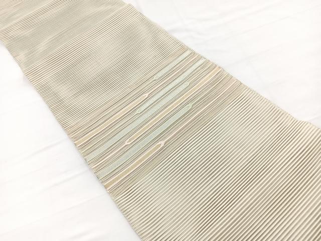 平和屋着物*夏物 八寸名古屋帯 絽綴れ 横段文 金銀糸 正絹 逸品 BAAY4058hv