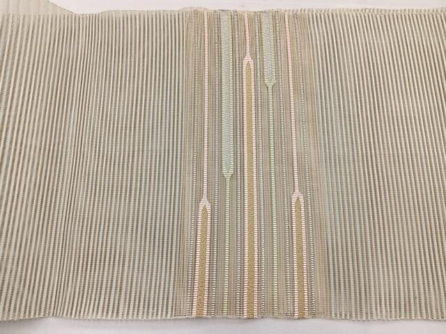 平和屋着物*夏物 八寸名古屋帯 絽綴れ 横段文 金銀糸 正絹 逸品 BAAY4058hv