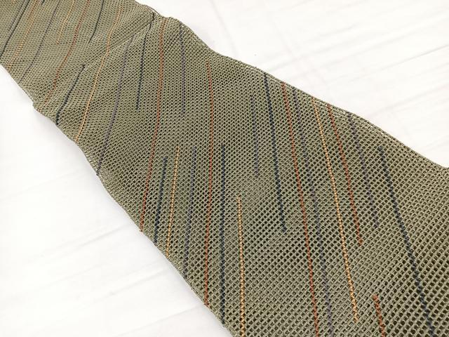 平和屋着物*夏物 八寸名古屋帯 羅 斜線文 正絹 逸品 BAAY4062hv
