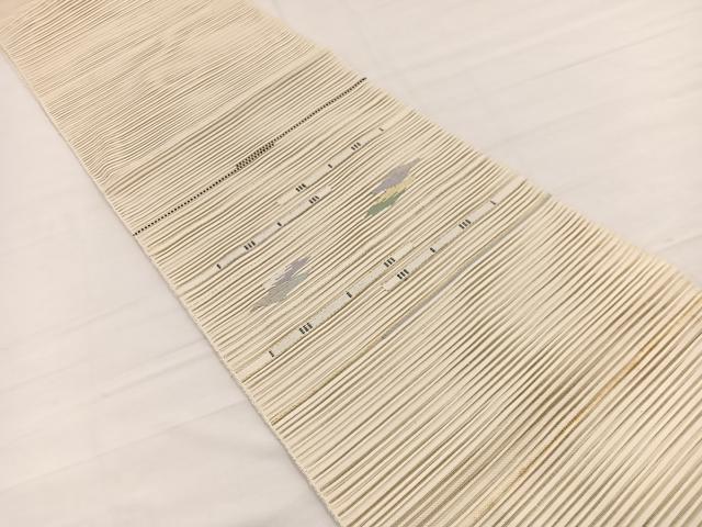 平和屋着物*夏物 八寸名古屋帯 絽綴れ 横段文 金銀糸 正絹 逸品 BAAY4068hv