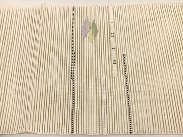 平和屋着物*夏物 八寸名古屋帯 絽綴れ 横段文 金銀糸 正絹 逸品 BAAY4068hv