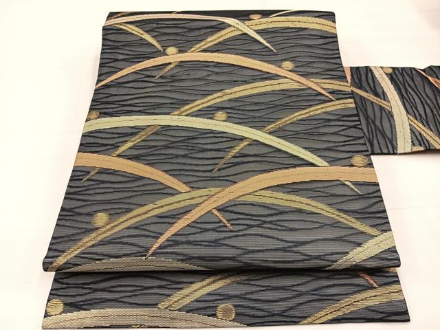 平和屋着物*夏物 西陣 九寸名古屋帯 露芝文 金糸 証紙付き 正絹 逸品 BAAY4069hv
