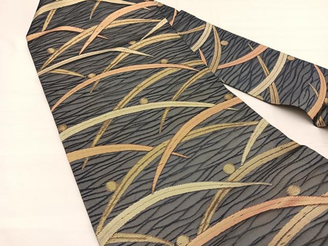 平和屋着物*夏物 西陣 九寸名古屋帯 露芝文 金糸 証紙付き 正絹 逸品 BAAY4069hv
