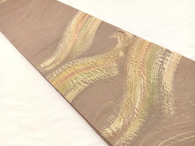 平和屋着物●染師 故・山代谷隆 太鼓柄袋帯 立波文 金糸 正絹 逸品 BAAY4080hv