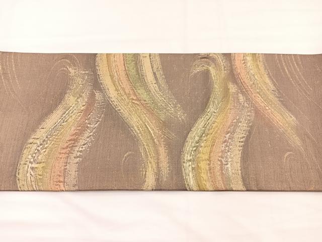 平和屋着物●染師 故・山代谷隆 太鼓柄袋帯 立波文 金糸 正絹 逸品 BAAY4080hv