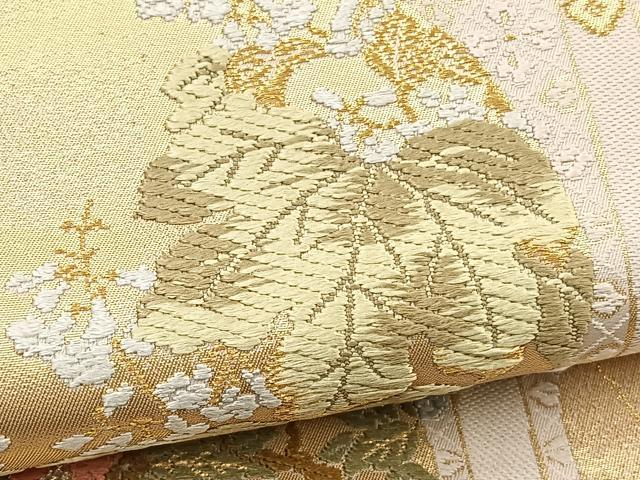 平和屋着物●六通柄袋帯 唐織 天井画四季草花図 金糸 正絹 逸品 BAAY4082hv