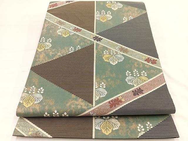 平和屋着物▼六通柄袋帯 唐織 桐花唐草文 金糸 引箔 正絹 逸品 BAAY4099hv