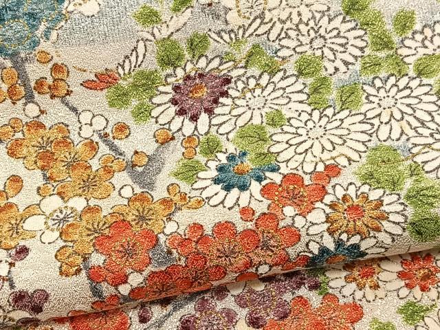 平和屋着物▽上質な小紋 単衣 草花文 暈し染め 金彩 鈴乃屋扱い 正絹 逸品 BAAY4110hv
