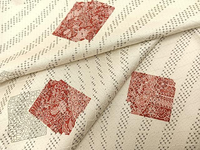 平和屋着物▽上質な小紋 単衣 破れ色紙花文 松坂屋扱い 正絹 逸品 BAAY4112hv