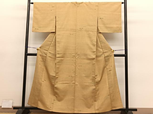 平和屋着物▽上質な紬 単衣 幾何学文様 正絹 逸品 BAAY4114hv