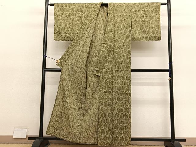 平和屋着物▽小紋 単衣 亀甲文 BAAY4116hv