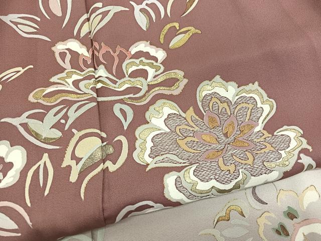 平和屋着物▽訪問着 単衣 刺繍 草花文 暈し染め 金彩 正絹 逸品 BAAY4119hv