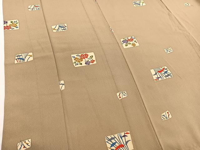 平和屋着物▽上質な小紋 単衣 型染め 色紙花文 正絹 逸品 BAAY4122hv