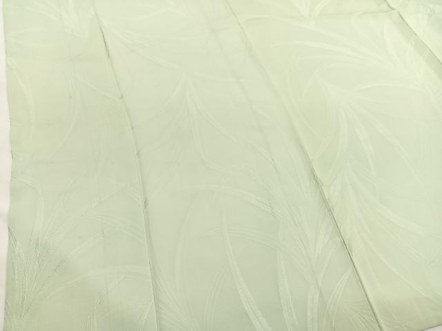 平和屋着物▽上質な色無地 単衣 草葉地紋 夏虫色 正絹 逸品 BAAY4129hv