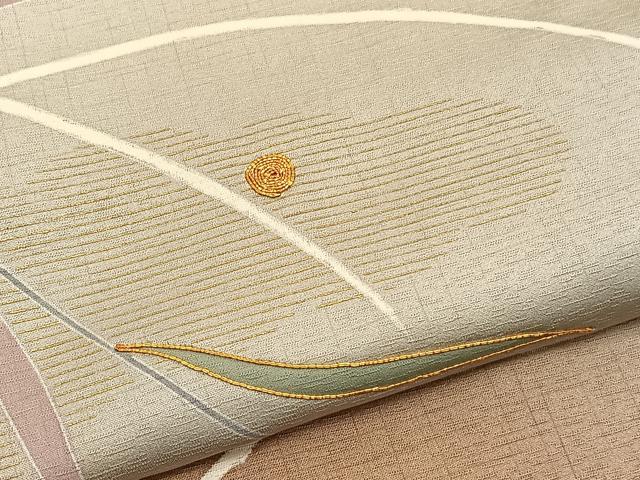 平和屋着物▽訪問着 単衣 駒刺繍 枝葉文 暈し染め 金彩 正絹 逸品 未使用 BAAY4130hv