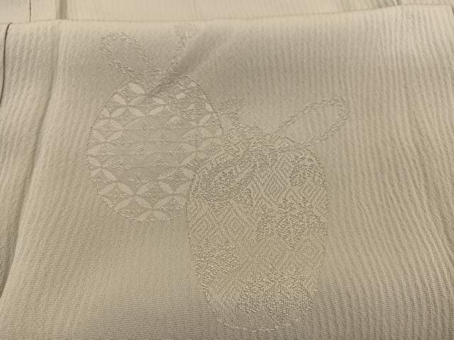 平和屋着物▽無地絵羽訪問着 単衣 仕覆地紋 白橡色 正絹 逸品 BAAY4131hv