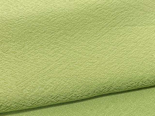 平和屋着物▽上質な色無地 単衣 紗綾形地紋 抹茶色 正絹 逸品 BAAY4133hv