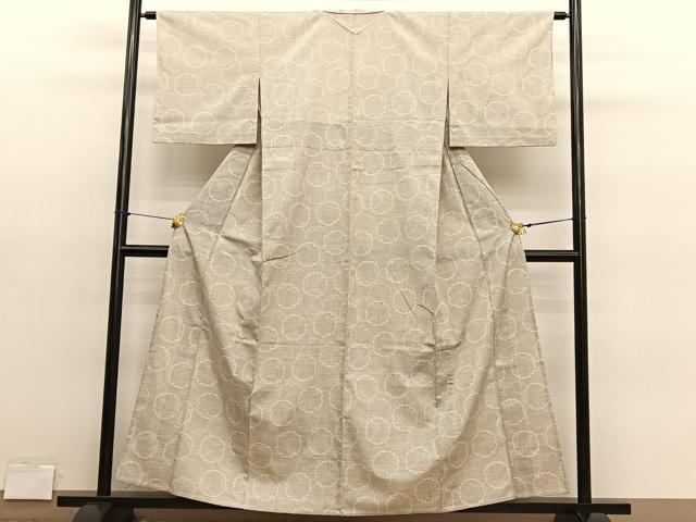 平和屋着物▽上質な紬 単衣 雪輪文 正絹 逸品 BAAY4137hv